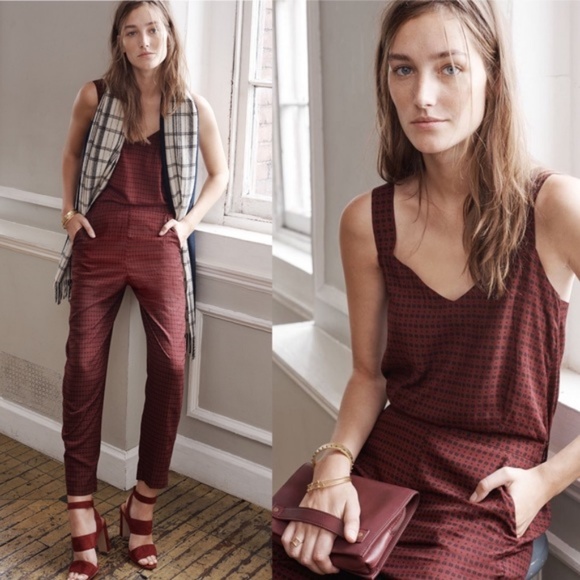 Madewell Pants - Madewell Burgundy Tompkins Hashtag Jumpsuit Small